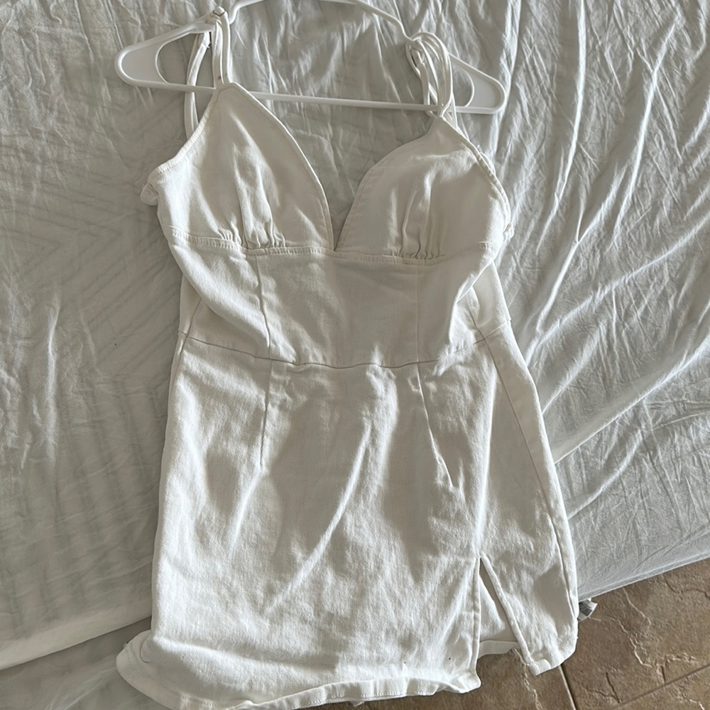 White jean romper
